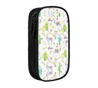 Uusnwaa Alpaca Llama Cactus Flag Mountain Print Pencil Case,Oxford Cloth Pencil Bag Storage Pouch,Multifunctional Pencil Pouch with Compartmens