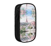 Uusnwaa Beautiful Eiffel Tower Paris Print Pencil Case,Oxford Cloth Pencil Bag Storage Pouch,Multifunctional Pencil Pouch with Compartmens