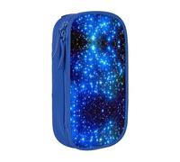 Uusnwaa Blue Shining Stars Print Pencil Case,Oxford Cloth Pencil Bag Storage Pouch,Multifunctional Pencil Pouch with Compartmens
