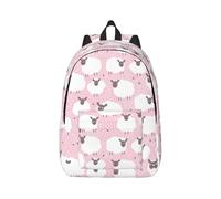 Uusnwaa Canvas White Sheep On Pink Background Print Backpack For Women And Men,Lightweight Classic Laptop Backpack For School,Travel And Daily Use