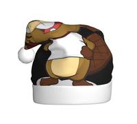 Uusnwaa Christmas Naughty Beaver Print Hat,Unisex-Adult'S Santa Hat,Thicken Holiday Xmas Hat For New Year Festive Party