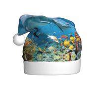 Uusnwaa Christmas Ocean Dolphin Looking At You Print Hat,Unisex-Adult'S Santa Hat,Thicken Holiday Xmas Hat For New Year Festive Party