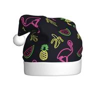 Uusnwaa Christmas Pineapple Banana Flamingo Print Hat,Unisex-Adult'S Santa Hat,Thicken Holiday Xmas Hat For New Year Festive Party