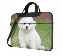 Uusnwaa Classic Slim Laptop Bichon Frise Dog Print Bag With Shoulder Strap And Handle,Ergonomic Briefcase And Messenger Bag