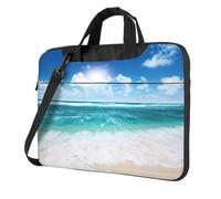 Uusnwaa Classic Slim Laptop Blue Sky Tropical Seascape Print Bag With Shoulder Strap And Handle,Ergonomic Briefcase And Messenger Bag