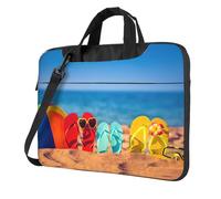 Uusnwaa Classic Slim Laptop Flip-Flops On A Sandy Beach Print Bag With Shoulder Strap And Handle,Ergonomic Briefcase And Messenger Bag