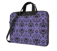 Uusnwaa Classic Slim Laptop Horror Pattern On Purple Background Print Bag With Shoulder Strap And Handle,Ergonomic Briefcase And Messenger Bag