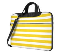 Uusnwaa Classic Slim Laptop Lemon Zest Yellow Stripes Pattern Print Bag With Shoulder Strap And Handle,Ergonomic Briefcase And Messenger Bag