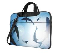 Uusnwaa Classic Slim Laptop Ocean Animal Shark Print Bag With Shoulder Strap And Handle,Ergonomic Briefcase And Messenger Bag