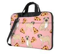 Uusnwaa Classic Slim Laptop Pug Pizza Pink Print Bag With Shoulder Strap And Handle,Ergonomic Briefcase And Messenger Bag