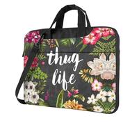 Uusnwaa Classic Slim Laptop Thug Life Flowers Print Bag With Shoulder Strap And Handle,Ergonomic Briefcase And Messenger Bag