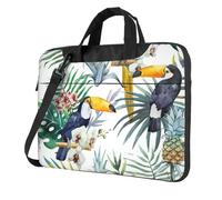 Uusnwaa Classic Slim Laptop Tropical Leaves Bird Print Bag With Shoulder Strap And Handle,Ergonomic Briefcase And Messenger Bag