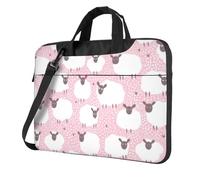 Uusnwaa Classic Slim Laptop White Sheep On Pink Background Print Bag With Shoulder Strap And Handle,Ergonomic Briefcase And Messenger Bag