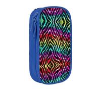 Uusnwaa Colorful Rainbow Zebra Print Pencil Case,Oxford Cloth Pencil Bag Storage Pouch,Multifunctional Pencil Pouch with Compartmens