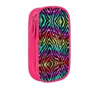 Uusnwaa Colorful Rainbow Zebra Print Pencil Case,Oxford Cloth Pencil Bag Storage Pouch,Multifunctional Pencil Pouch with Compartmens