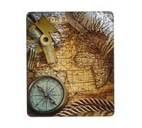 Uusnwaa Compass And Old World Map Print Mouse Pad,Non-Slip Rubber Base,Stitched Edges,Waterproof & Washable For Gaming Office Home Laptop