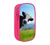 Uusnwaa Cute Cow Print Pencil Case,Oxford Cloth Pencil Bag Storage Pouch,Multifunctional Pencil Pouch with Compartmens
