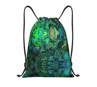 Uusnwaa Drawstring Abalone Nacre Print Backpack String Bag Sackpack Cinch Water Resistant For Gym Shopping Sport Yoga
