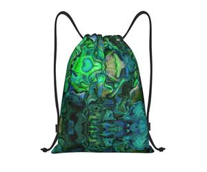 Uusnwaa Drawstring Abalone Nacre Print Backpack String Bag Sackpack Cinch Water Resistant For Gym Shopping Sport Yoga