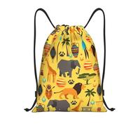 Uusnwaa Drawstring Africa Elephant Print Backpack String Bag Sackpack Cinch Water Resistant For Gym Shopping Sport Yoga