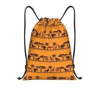 Uusnwaa Drawstring African Animals Print Backpack String Bag Sackpack Cinch Water Resistant For Gym Shopping Sport Yoga