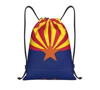 Uusnwaa Drawstring Arizona Flag Print Backpack String Bag Sackpack Cinch Water Resistant For Gym Shopping Sport Yoga