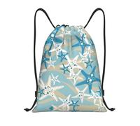 Uusnwaa Drawstring Beautiful Starfish Print Backpack String Bag Sackpack Cinch Water Resistant For Gym Shopping Sport Yoga