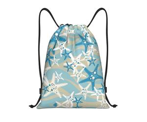 Uusnwaa Drawstring Beautiful Starfish Print Backpack String Bag Sackpack Cinch Water Resistant For Gym Shopping Sport Yoga