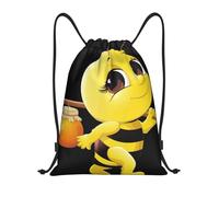 Uusnwaa Drawstring Bee Flying Print Backpack String Bag Sackpack Cinch Water Resistant For Gym Shopping Sport Yoga