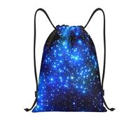 Uusnwaa Drawstring Blue Shining Stars Print Backpack String Bag Sackpack Cinch Water Resistant For Gym Shopping Sport Yoga