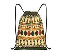 Uusnwaa Drawstring Bohemia Style Traditional African Pattern Print Backpack String Bag Sackpack Cinch Water Resistant For Gym Shopping Sport Yoga
