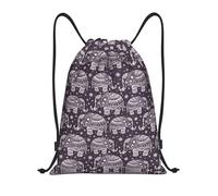 Uusnwaa Drawstring Cartoon Cute Elephant Print Backpack String Bag Sackpack Cinch Water Resistant For Gym Shopping Sport Yoga