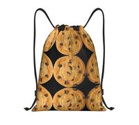 Uusnwaa Drawstring Chocolate Cookie Print Backpack String Bag Sackpack Cinch Water Resistant For Gym Shopping Sport Yoga