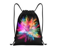 Uusnwaa Drawstring Color Explosion Print Backpack String Bag Sackpack Cinch Water Resistant For Gym Shopping Sport Yoga