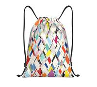 Uusnwaa Drawstring Colored Plaid Wallpaper Print Backpack String Bag Sackpack Cinch Water Resistant For Gym Shopping Sport Yoga