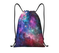 Uusnwaa Drawstring Colorful Galaxy Print Backpack String Bag Sackpack Cinch Water Resistant For Gym Shopping Sport Yoga
