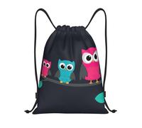 Uusnwaa Drawstring Cute Owls Print Backpack String Bag Sackpack Cinch Water Resistant For Gym Shopping Sport Yoga