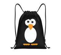 Uusnwaa Drawstring Cute Penguin Print Backpack String Bag Sackpack Cinch Water Resistant For Gym Shopping Sport Yoga