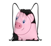 Uusnwaa Drawstring Cute Pig Print Backpack String Bag Sackpack Cinch Water Resistant For Gym Shopping Sport Yoga