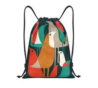 Uusnwaa Drawstring Flock Of Birds Print Backpack String Bag Sackpack Cinch Water Resistant For Gym Shopping Sport Yoga