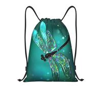 Uusnwaa Drawstring Galaxy Animal Dragonfly Print Backpack String Bag Sackpack Cinch Water Resistant For Gym Shopping Sport Yoga