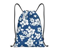 Uusnwaa Drawstring Hawaii Flower Print Backpack String Bag Sackpack Cinch Water Resistant For Gym Shopping Sport Yoga