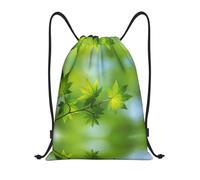 Uusnwaa Drawstring Hd Green Nature Print Backpack String Bag Sackpack Cinch Water Resistant For Gym Shopping Sport Yoga