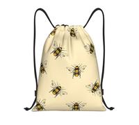 Uusnwaa Drawstring Honey Bee Print Backpack String Bag Sackpack Cinch Water Resistant For Gym Shopping Sport Yoga