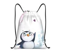 Uusnwaa Drawstring I Love Penguins Print Backpack String Bag Sackpack Cinch Water Resistant For Gym Shopping Sport Yoga