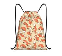 Uusnwaa Drawstring Many Foxes Print Backpack String Bag Sackpack Cinch Water Resistant For Gym Shopping Sport Yoga