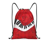 Uusnwaa Drawstring Music Note Piano Print Backpack String Bag Sackpack Cinch Water Resistant For Gym Shopping Sport Yoga