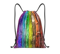 Uusnwaa Drawstring Paint Wooden Boards Print Backpack String Bag Sackpack Cinch Water Resistant For Gym Shopping Sport Yoga