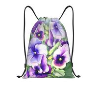 Uusnwaa Drawstring Pansy Perfection Print Backpack String Bag Sackpack Cinch Water Resistant For Gym Shopping Sport Yoga