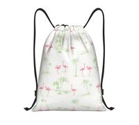Uusnwaa Drawstring Pink Flamingos Print Backpack String Bag Sackpack Cinch Water Resistant For Gym Shopping Sport Yoga